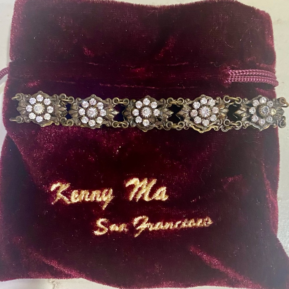 Kenny Ma Clear Crystal Floral Link Bracelet